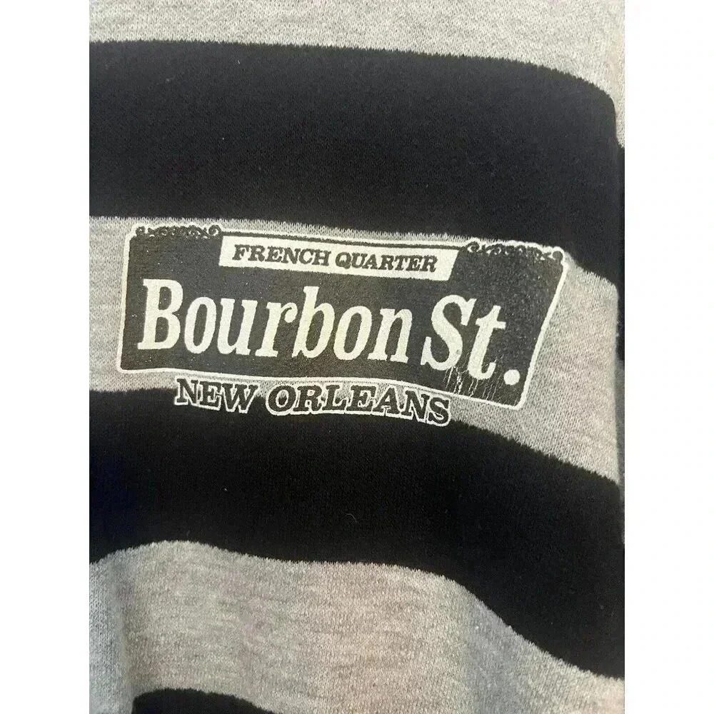 Vintage 80’s Bassett-Walker Striped Sweatshirt French Quarter Bourbon Street L/G - Picture 2 of 5